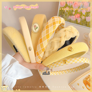 黄色奶油发箍女2026新款外出百搭高颅顶海绵头箍压发发卡春夏头饰