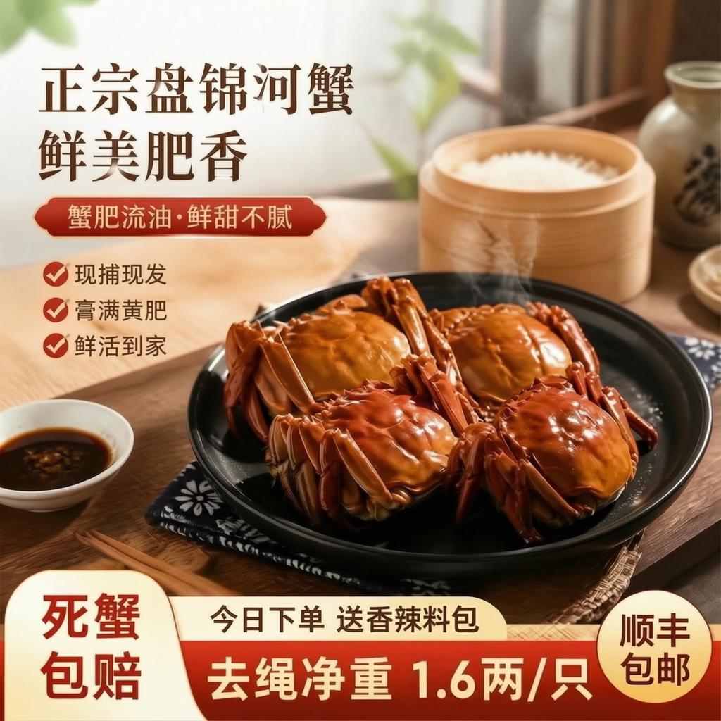 盘锦稻田鲜活绒螯蟹河蟹包赔