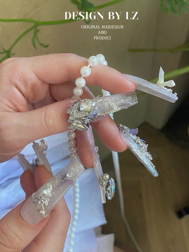 正品LZ高定【莫奈花园限定｜伊甸园鸢尾】蝴蝶立体钻饰框美甲饰品