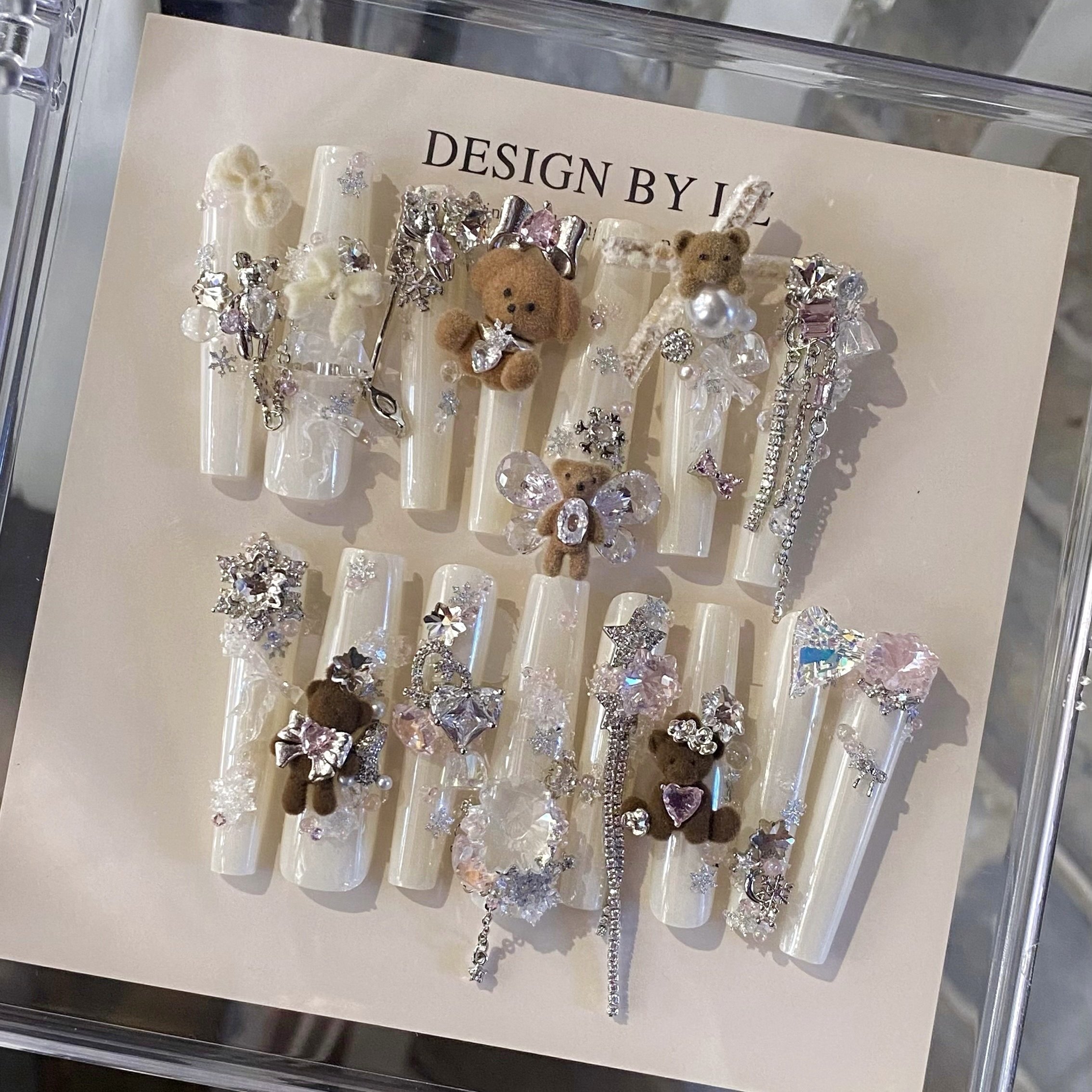 正品LZ高定【雪绒·泰迪熊】-拼钻｜少女乐园韩系甜妹闪美甲饰品,彩妆/香水/美妆工具,指甲装饰,淘宝优惠券,粉丝福利购,淘宝优惠卷