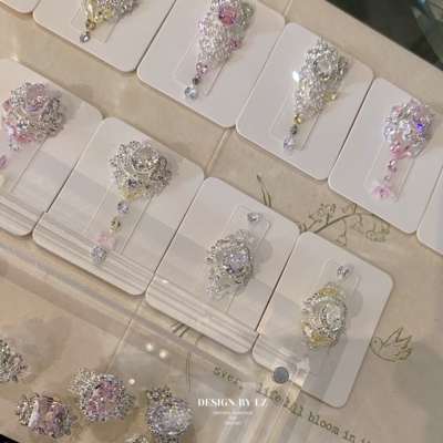 正品LZ高定【暮夏·珠宝｜高奢拼钻】独家奢仙爆闪粉锆石美甲饰品