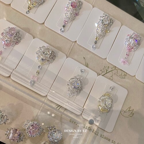 正品LZ高定【暮夏·珠宝｜高奢拼钻】独家奢仙爆闪粉锆石美甲饰品