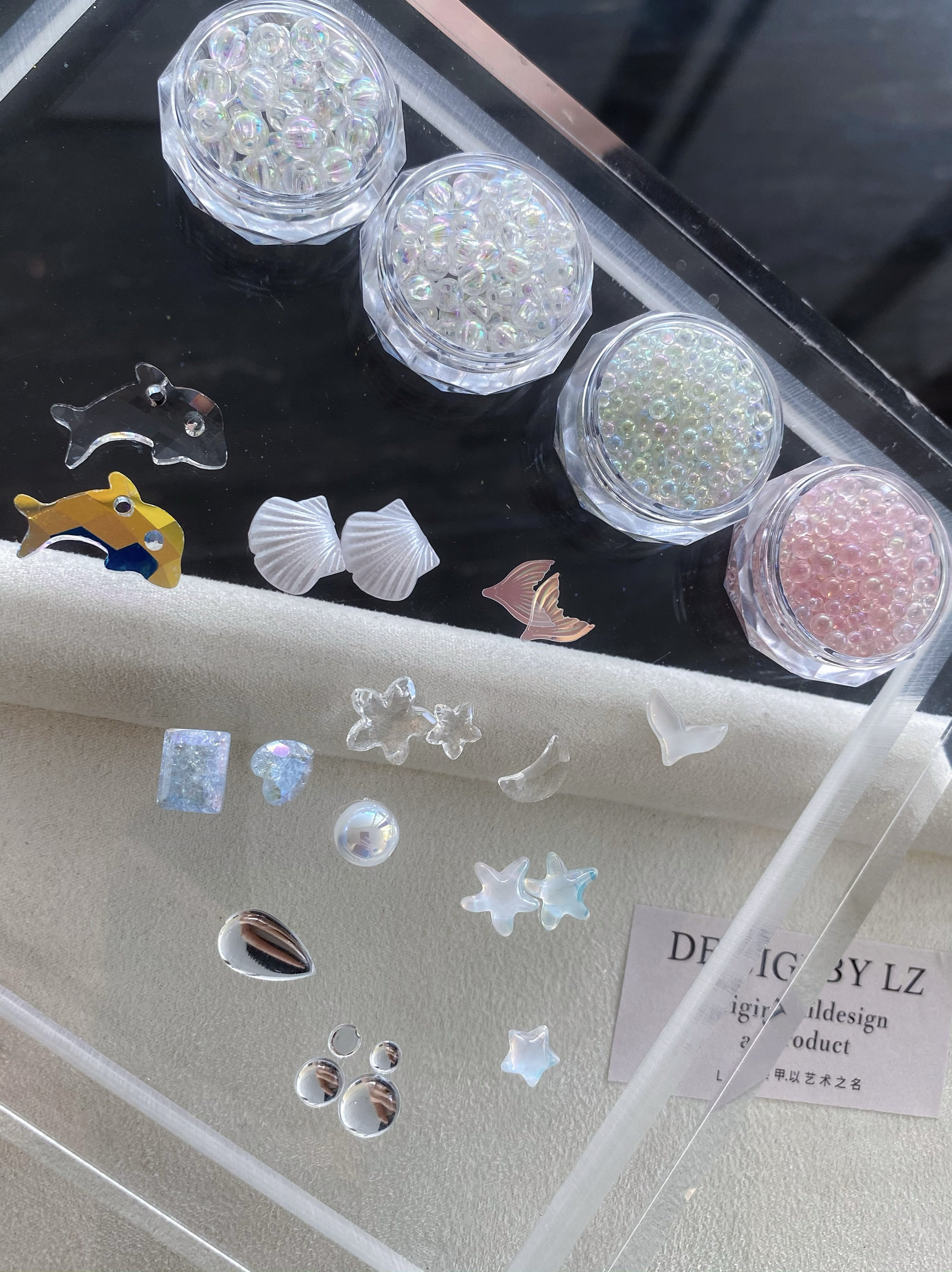 正品LZ高定美甲饰品海星钻海洋系列人鱼鱼尾泡泡海贝搭配素材全集