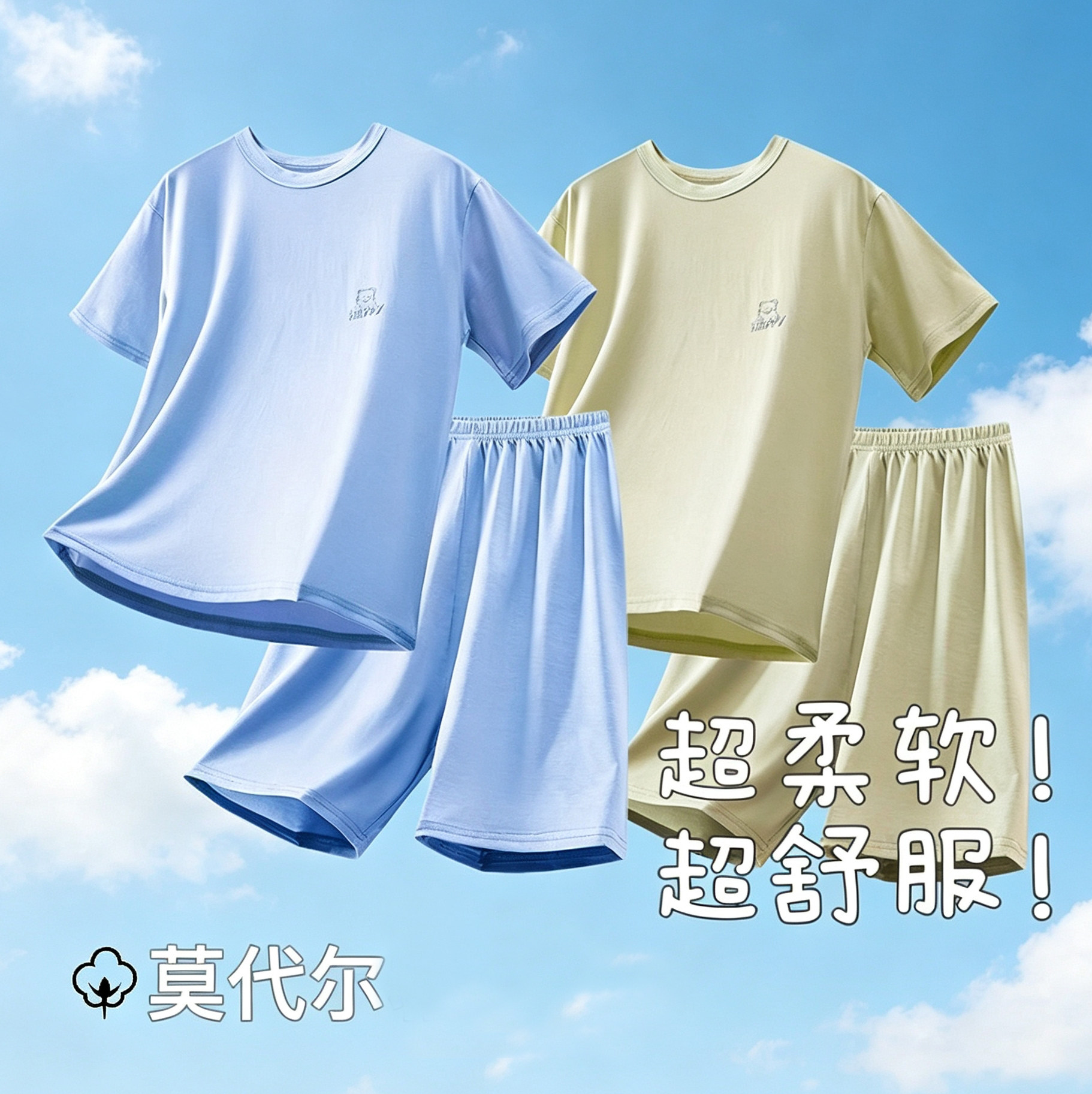 莫代尔儿童夏季薄款睡衣套装