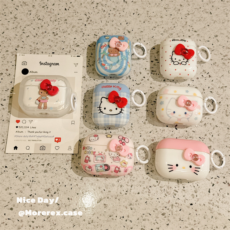 MoreRex可爱HelloKitty卡通适用苹果新4代airpods蓝牙无线耳机保护套1/2/3硅胶软壳airpodspro三代女新款小众