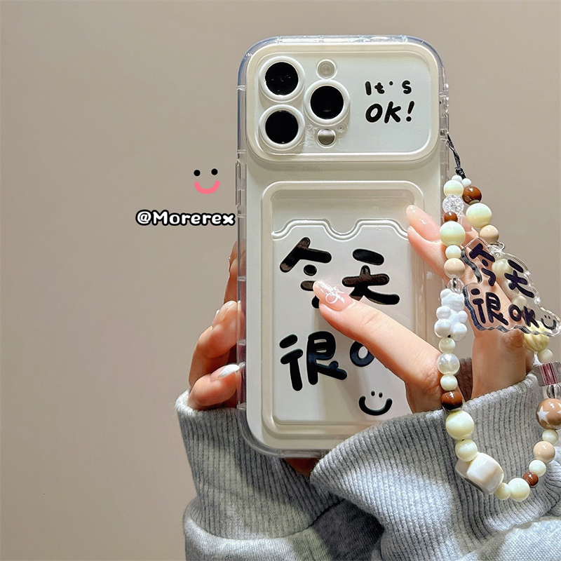简约ins趣味文字卡包适用iPhone16手机壳带链条苹果13promax原创新款女14韩风小众12防摔保护套15pro硅胶软壳
