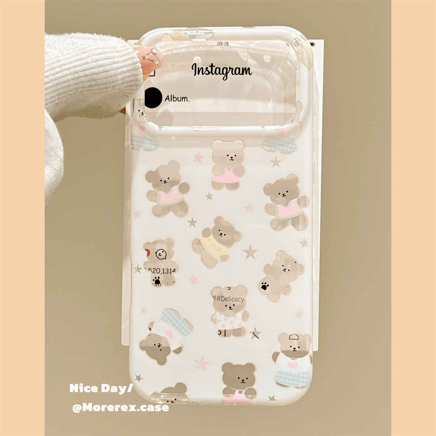 MoreRex 奶油ins萌系镂空小熊星星适用苹果18手机壳iphone17promax新款18pro全包15防摔保护套14女款16超好看
