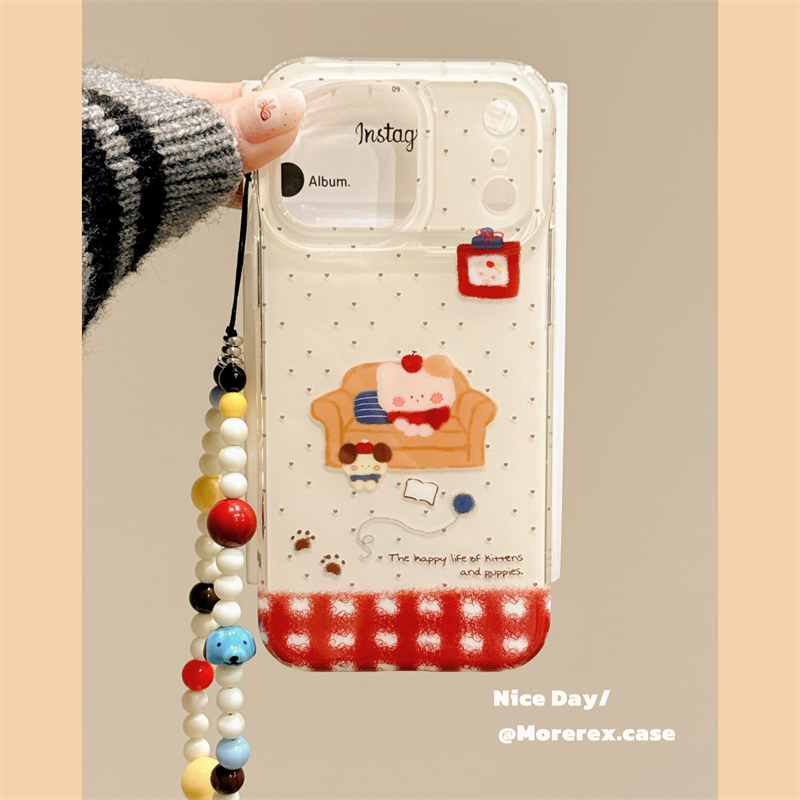 MoreRex 趣味波点沙发卡通狗狗猫咪带链条适用苹果17手机壳iphone16promax新款15pro双层14防摔保护套13女17