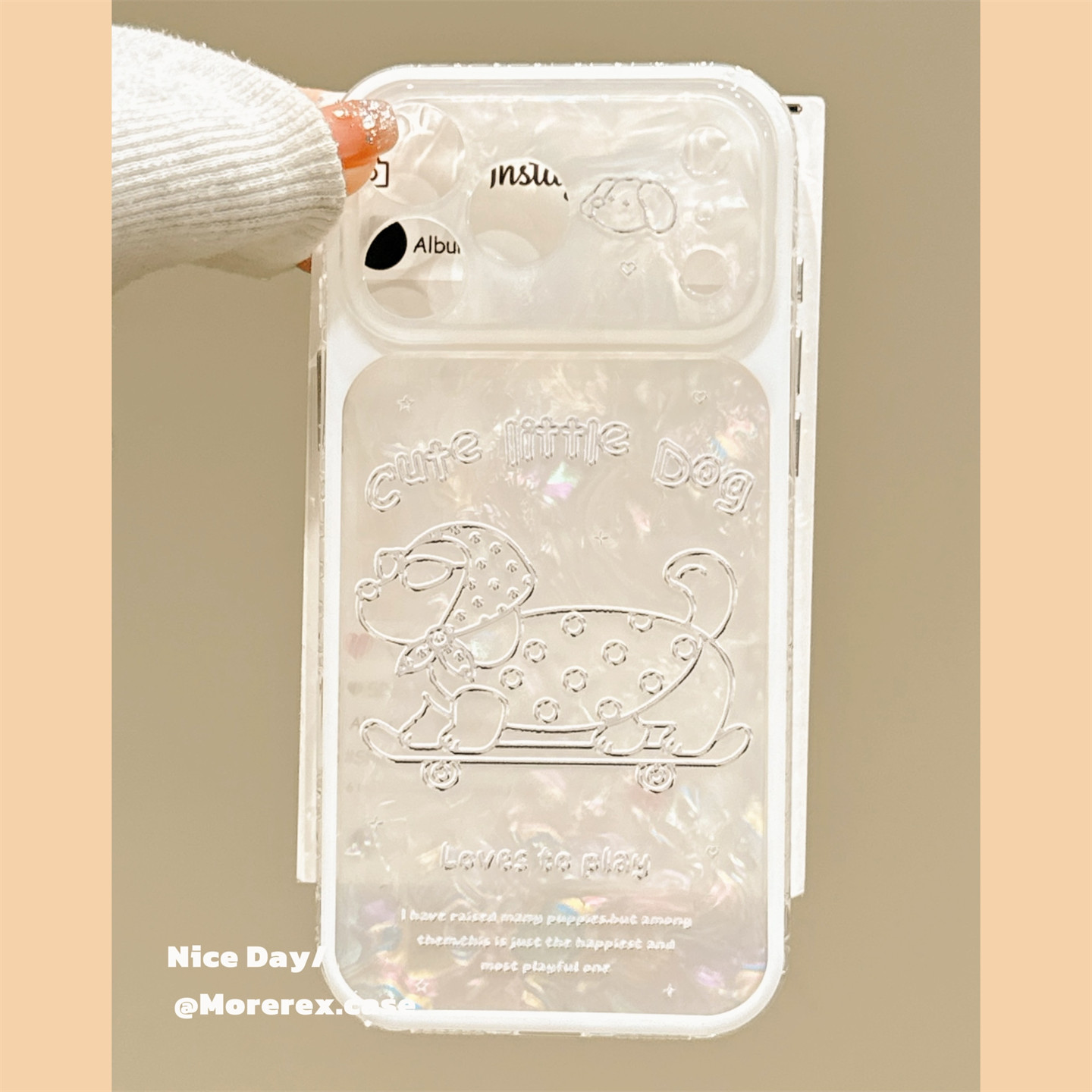 MoreRex趣味线条滑板小狗贝壳纹适用苹果18手机壳iphone17promax新款18pro创意15全包防摔保护套14女款16潮壳