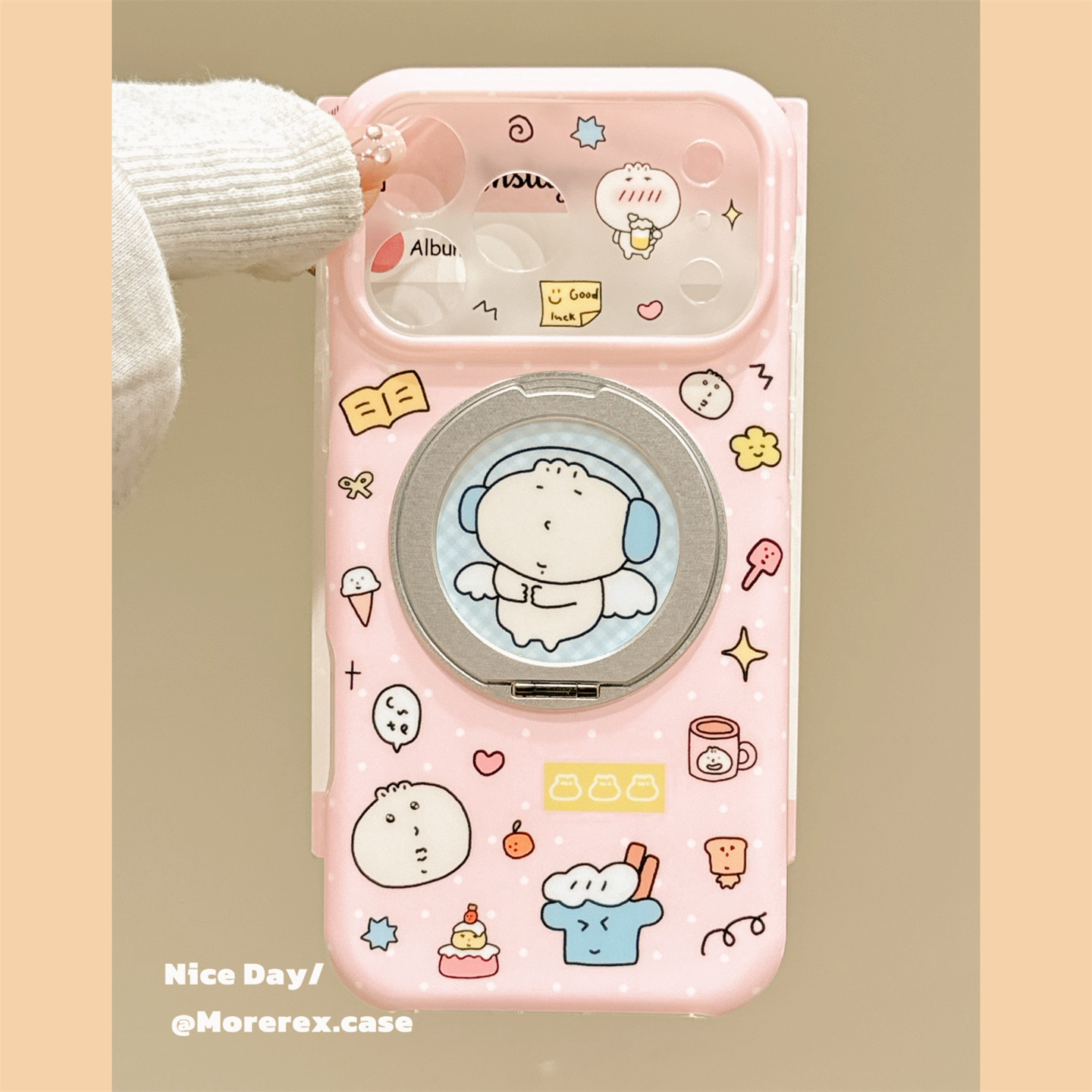 MoreRex古早ins卡通天使面包人360支架适用苹果18手机壳小众iphone17promax新款18pro全包15防摔保护套14女16
