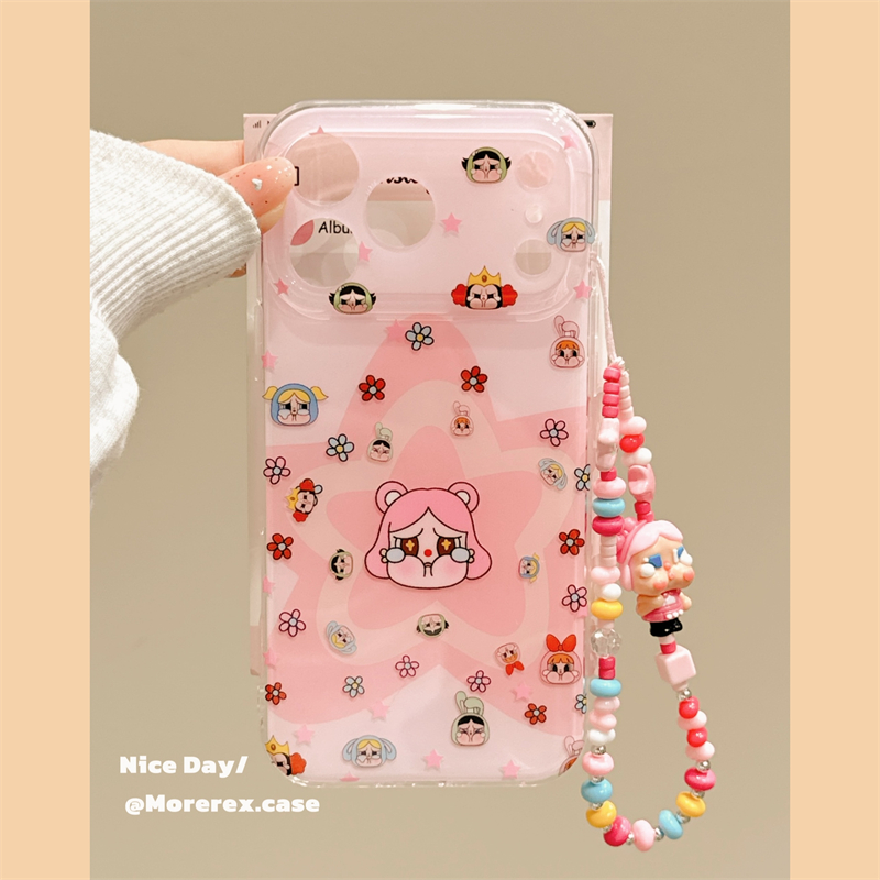 MoreRex粉色五角星卡通哭娃带链条适用苹果17手机壳iphone16promax新款15pro双层14防摔保护套13超好看17女款