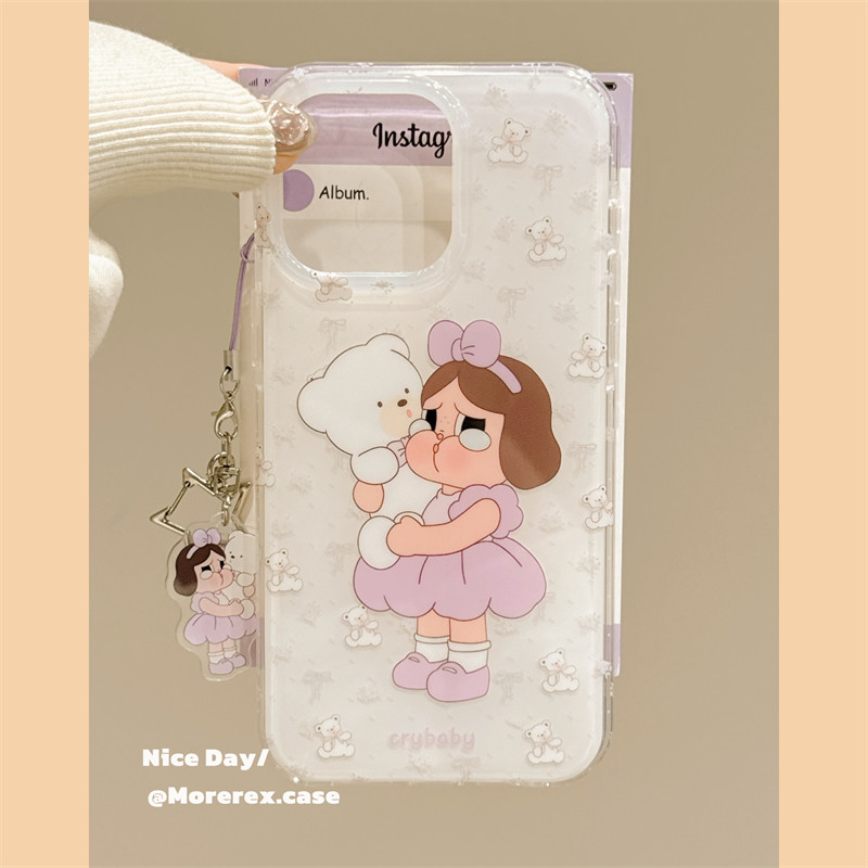 MoreRex 童趣可爱小熊哭娃卡通带挂饰适用苹果15手机壳iphone16promax新款14双层13防摔保护套16pro女款超火,3C数码配件,手机保护套/壳,淘宝优惠券,粉丝福利购,淘宝优惠卷