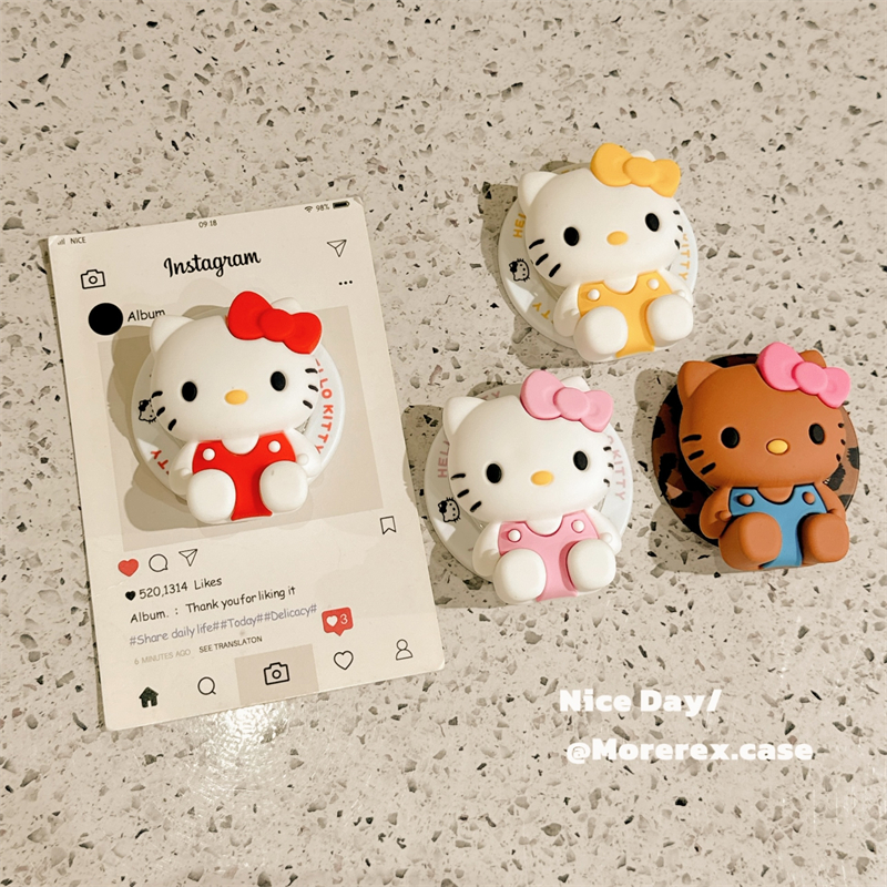 立体可爱HelloKitty公仔通用MagSafe磁吸支架手机壳背贴吸附可伸缩新款气囊支架桌面支撑网红超火创意日韩风