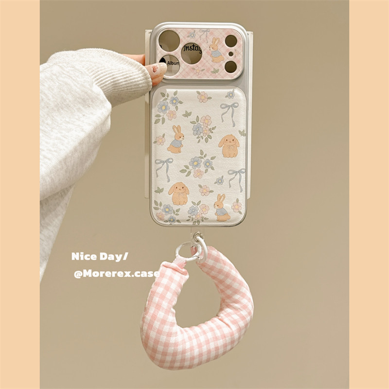 MoreRex小清新可爱卡通碎花兔子适用苹果17手机壳iphone16promax新款15pro格纹腕带14防摔保护套13电镀17女款,3C数码配件,手机保护套/壳,淘宝优惠券,粉丝福利购,淘宝优惠卷