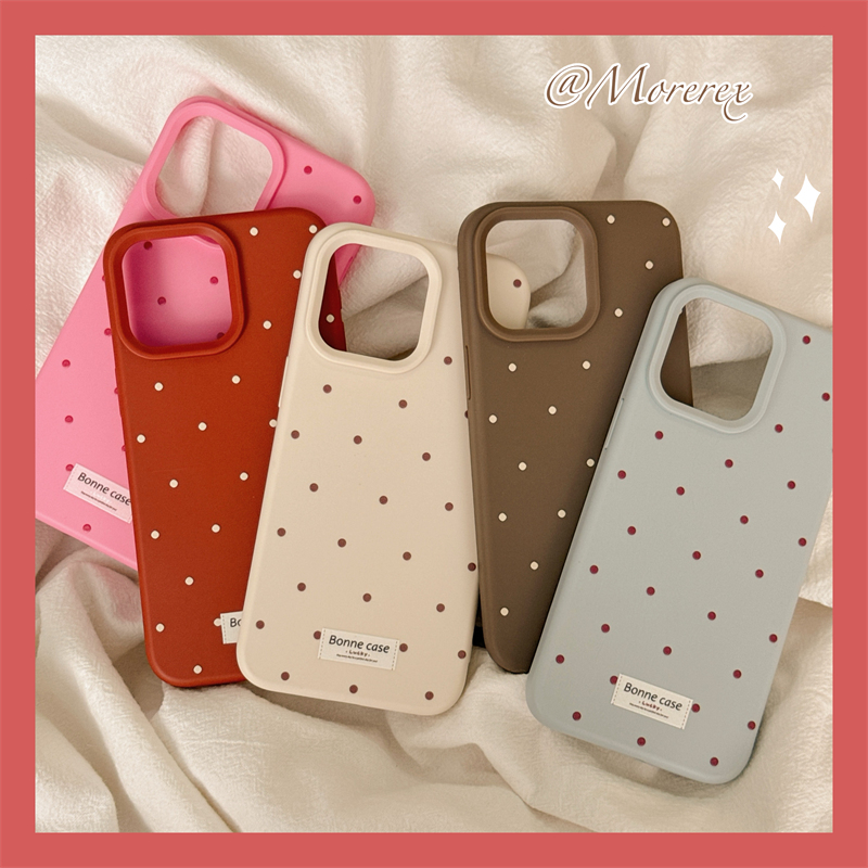 高级简约纯色波点适用苹果16promax手机壳多巴胺iphone15promax新款原创13promax防摔女14pro液态硅胶软壳男