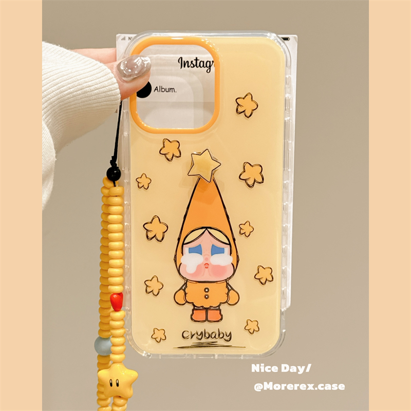 MoreRex趣味可爱旋转星星哭娃带链条适用苹果15手机壳iphone16promax新款14双层13防摔保护套16pro女款超好看