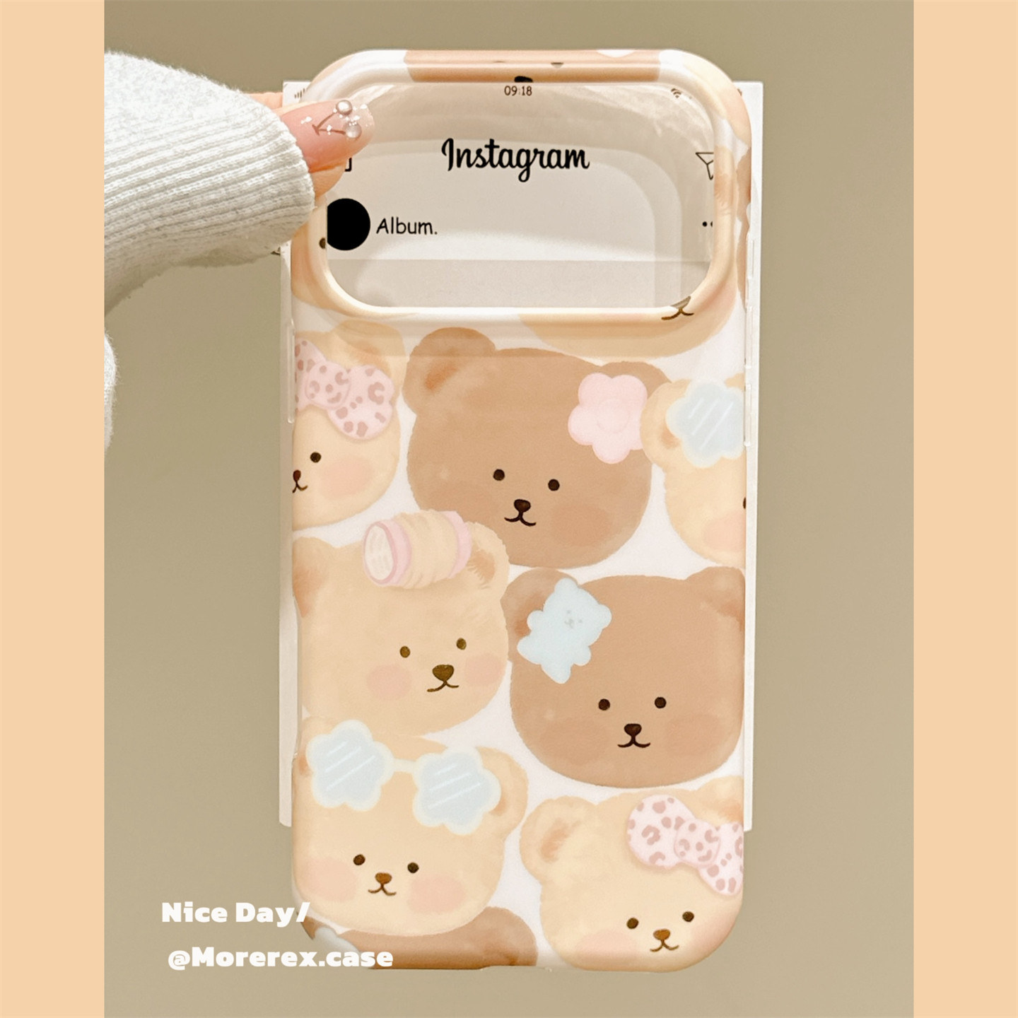 MoreRex萌系满屏油画小熊头像适用苹果18手机壳日韩iphone17promax新款18pro全包15防摔保护套14女款16高颜值