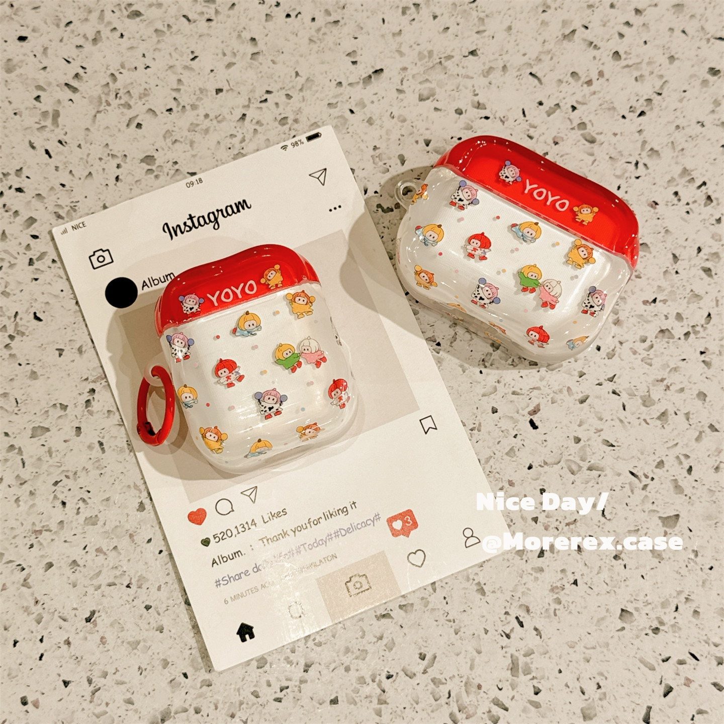 MoreRex 可爱撞色卡通yoyo酱适用苹果AirPods4保护壳airpods1/2/3蓝牙无线耳机套airpodspro二三四代新款超火
