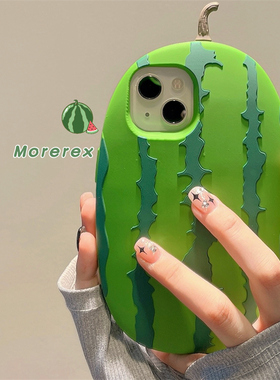 夏季绿色西瓜硅胶适用苹果16ProMax手机壳日韩风iPhone13新款12女款14pro防摔11小众15pro创意软全包保护套男