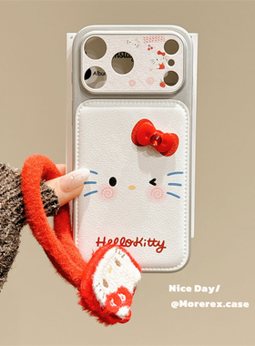 MoreRex ins简约可爱白色蝴蝶结猫咪表情适用苹果17手机壳iphone16promax新款15pro全包14防摔保护套13女款17