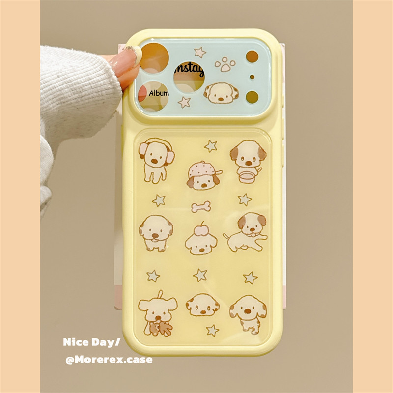 MoreRex ins萌趣可爱奶黄色耳机小狗适用苹果17手机壳iphone16promax新款17pro大视窗14防摔保护套13全包15女