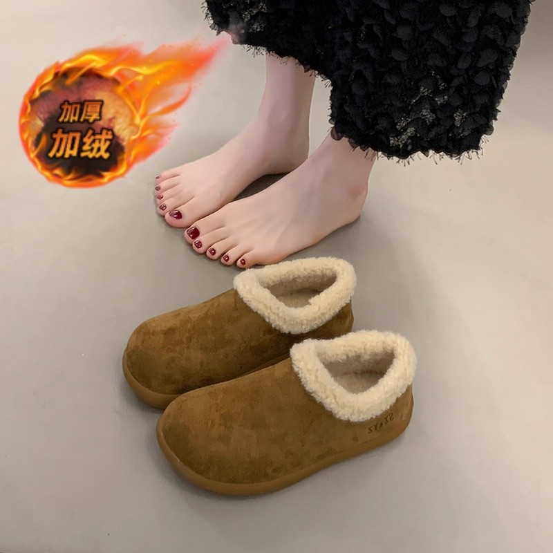 一脚蹬软底百搭毛毛勃肯鞋女2025冬季新款休闲加绒加厚保暖棉鞋子