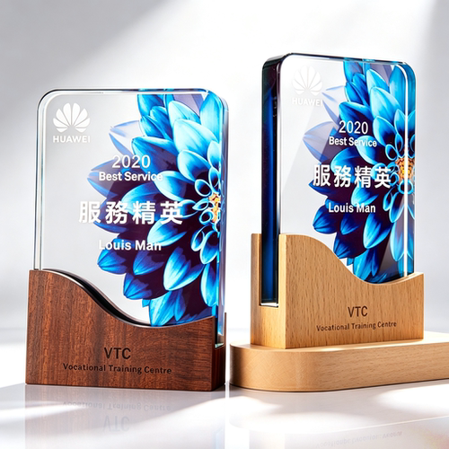 水晶奖杯颁奖企业定制木质底座