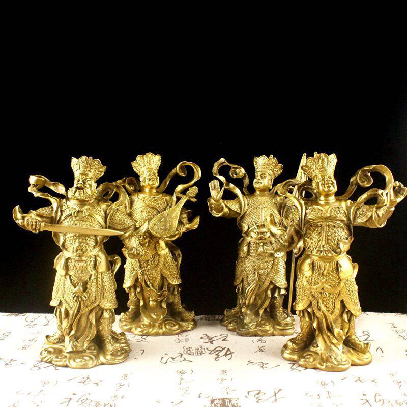 铜四大天王佛像黄铜四大金刚护法摆件一套家居佛堂摆设大小号客厅