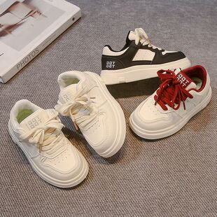 透气学生白色加绒男童运动鞋 女童板鞋 2025春秋新款 儿童校园小白鞋
