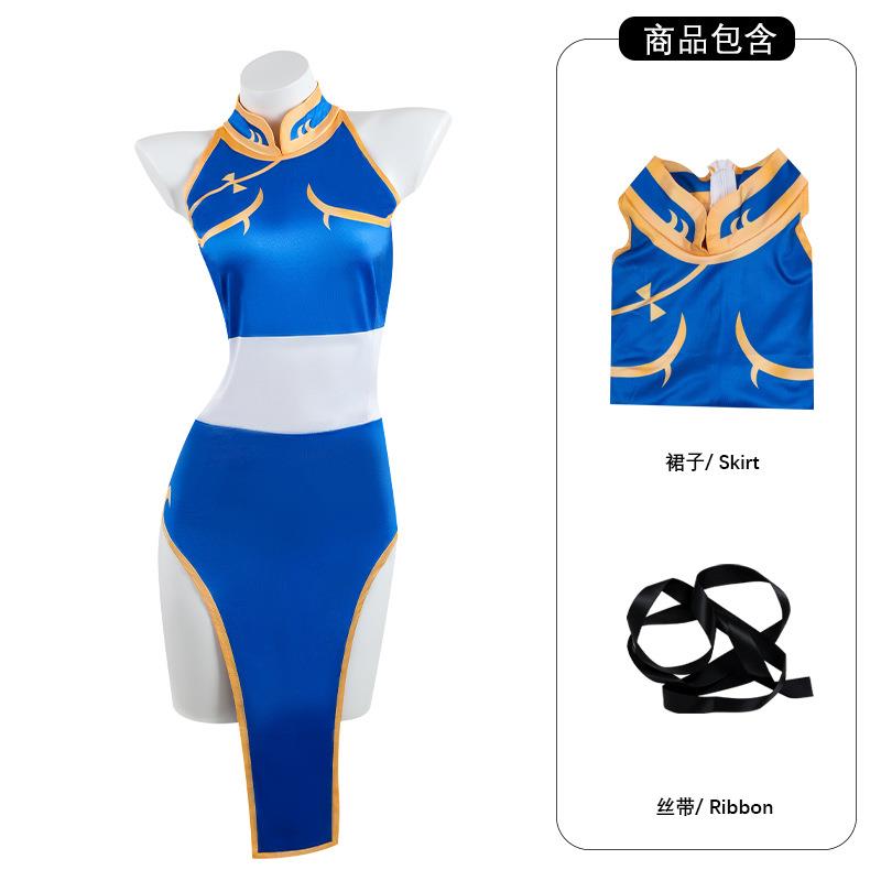 街头霸王春丽cos服 清凉日系连体修身旗袍 万圣节二次元cosplay服