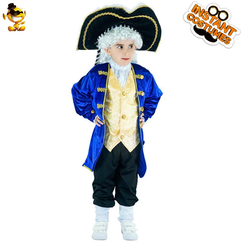万圣节小男孩儿童中世纪船长海上将军角色扮演海盗服装cos服装