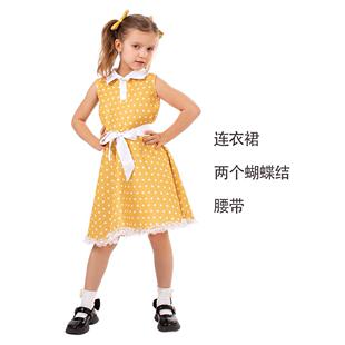 新款万圣节盖比娃娃角色扮演cos服儿童波点连衣裙派对舞台演出服