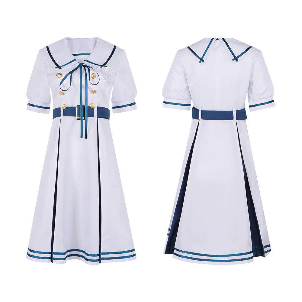 BanG Dream 若叶睦月之森cos学院校服 白色连衣裙cosplay舞台服装