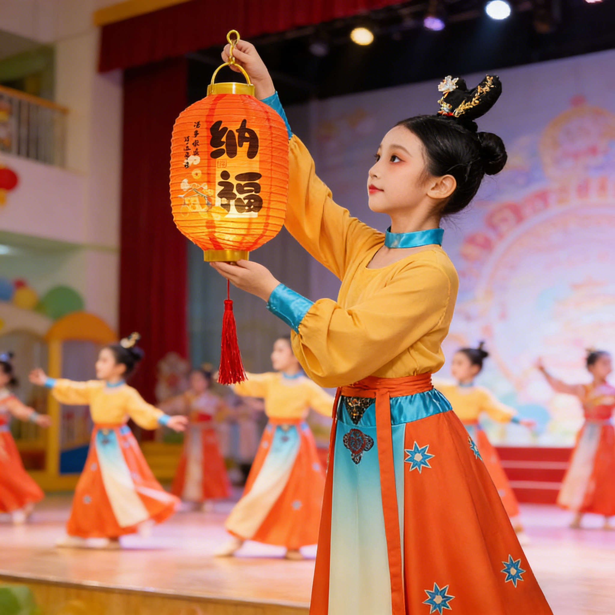 文艺汇演灯笼儿童手提国风纸灯发光花灯挂饰古风舞蹈表演拍照道具