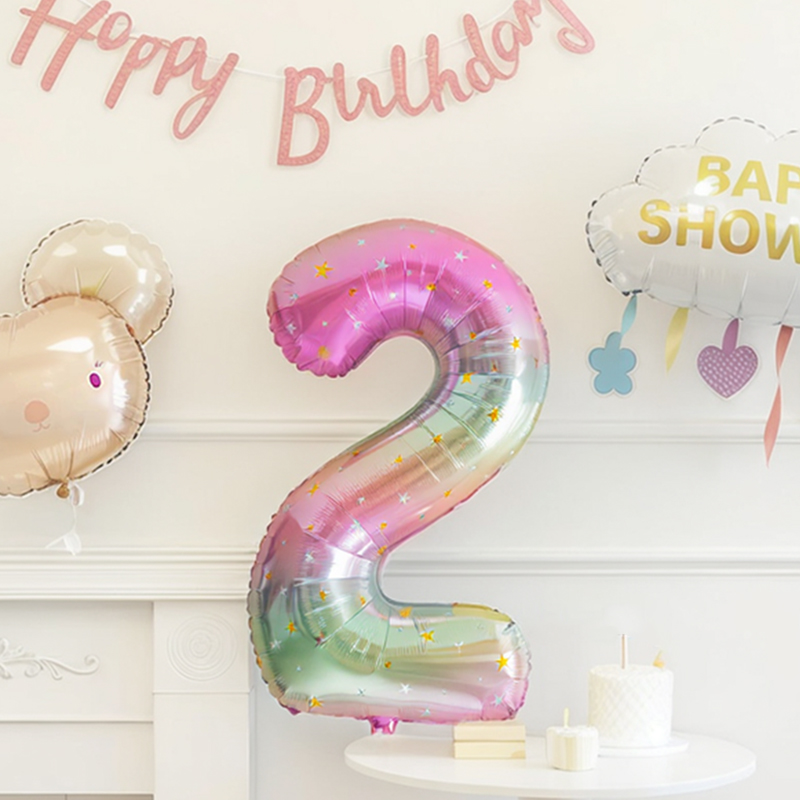 38寸彩色大号铝膜数字气球马卡龙