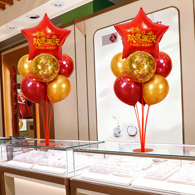 红色桌飘场景布置商场门店柜台