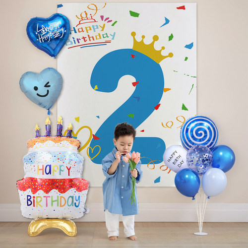 生日快乐背景数字海报挂布
