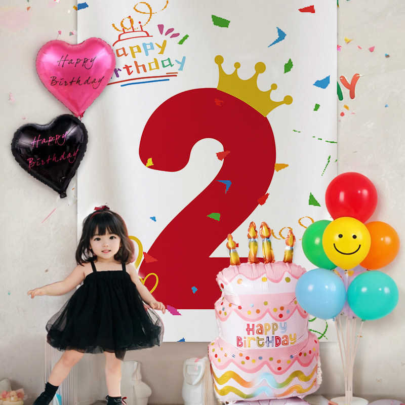 2岁女孩儿童生日周岁场景布置气球氛围派对装饰拍照背景数字挂布,节庆用品/礼品,节日装扮用品,淘宝优惠券,粉丝福利购,淘宝优惠卷