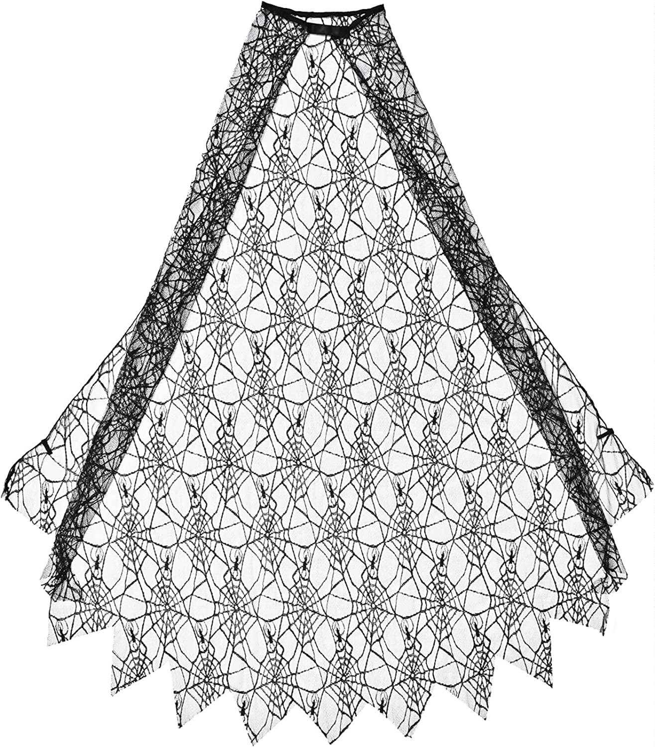 欧美风格黑色镂空蜘蛛网披肩魔术贴情侣中长款服装配饰外穿短外套