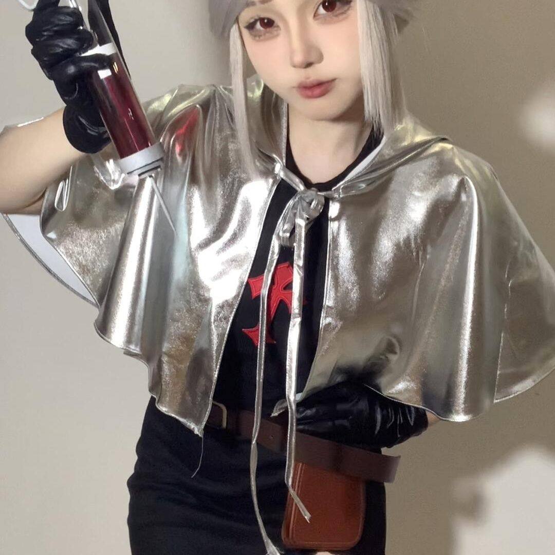 角色扮演第五人格医生cosplay另一面服装小披肩银色无帽亮面短衫*图片