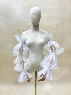 欧美新娘婚纱礼服遮胳膊袖 套白色网纱假袖 子舞台走秀演出服手臂纱