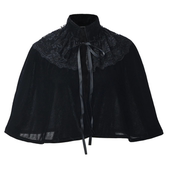 披肩旗袍披肩衫 立领披风中国风短款 披风斗篷女蕾丝系带短款 哥特式