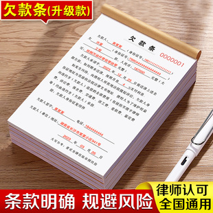 欠账欠款 2024年欠条个人正规模板工程款 条二联借款 单记账本收据凭证民间借钱单据借据协议合同借条货款 欠条本