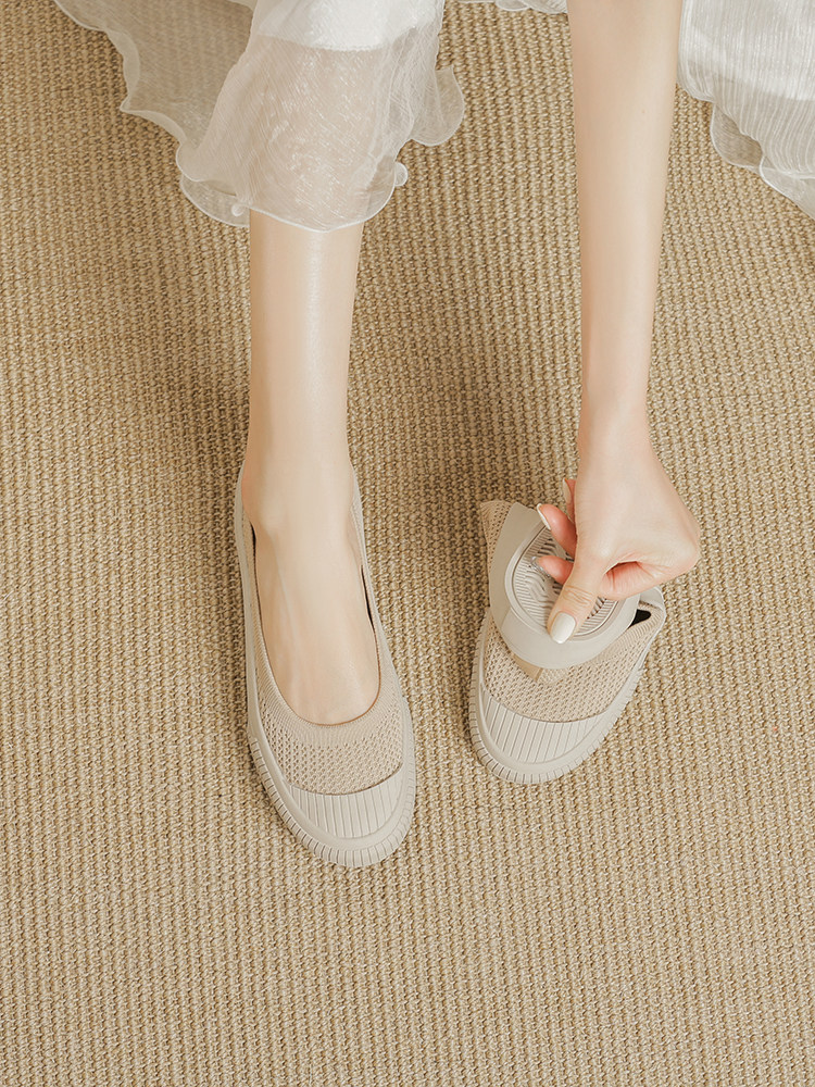 PRINCESS SHOES FISHERMAN SHOES NEW PUMPS SHALLOW JAPANESE SINGLE SHOES WOMENS KNITTED KNITTED SHOES FLYING WEAVING FLAT PLATFORM LOAFERS WOMEN