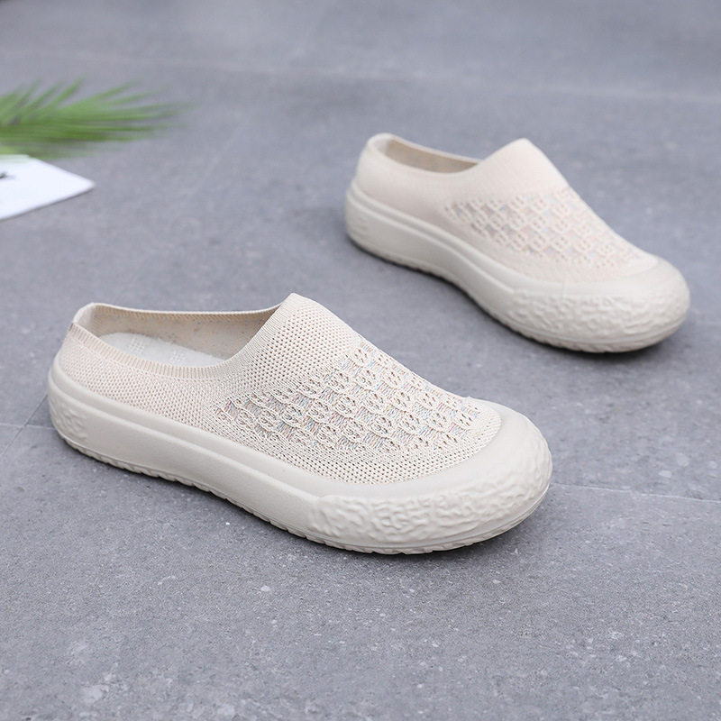 SUMMER IS HERE AND MESH SEMI-SLIPPERS ARE READY TO BUY  KNITTED BREATHABLE SOFT-SOLED SLIP-ON PRINCESS SHOES