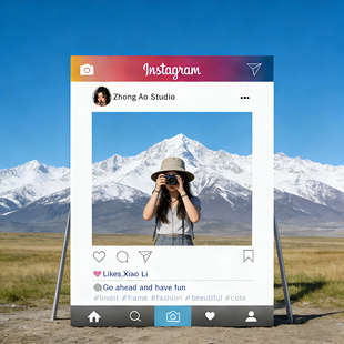 网红打卡拍照区相框活动道具新年公司年会合影朋友圈形象定制海报