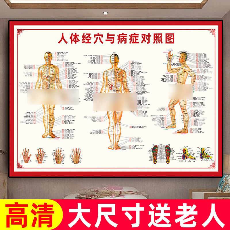 人体经络穴位图油画布挂轴高清