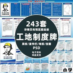 建筑工地五牌一图施工项目部门岗位责任管理制度海报PS素材