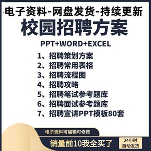 校园招聘策划方案HR校招常用表格及攻略企业校园招聘题库宣讲PPT