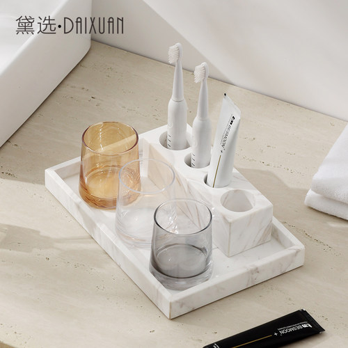 大理石洗漱杯套装漱口杯牙刷架
